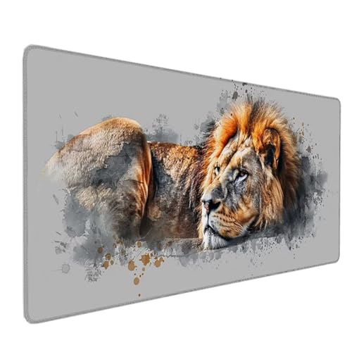 Braun Mousepad XXL 900x300x3MM Schreibtischunterlage, Gaming Mauspad LöWe Mouse Pad Wasserdicht und Langlebig Mousepad Groß mit Vernähte Kanten für PC, Laptop, Gaming, Büro, Zuhause Deko Geschenk I-O von Zeipopge