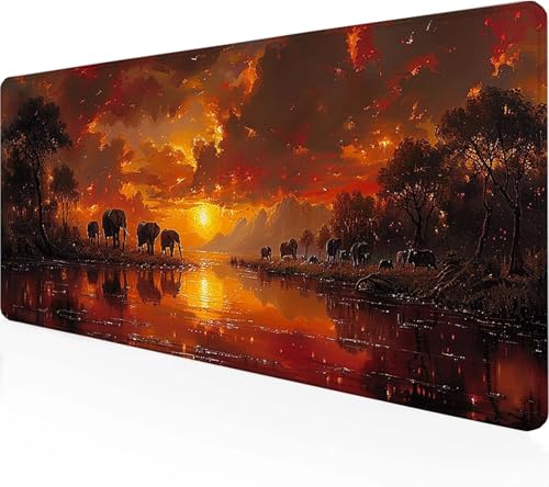 Gaming Mauspad Elefant Mauspad XXL 1200 x 600 x 3 mm, Gaming Zubehör Rot Mauspad Gaming Rutschfeste Gummibasis Mouse pad Vernähte Kanten Schreibtischunterlage für Home Office, Geschenke für Männer V-I von Zeipopge