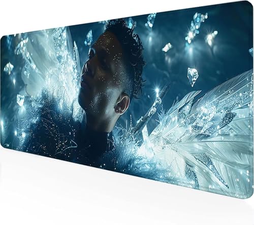 Gaming Mauspad Engel Mauspad XXL 1200x600 mm, Gaming Zubehör Schwarz Mauspad Gaming rutschfeste Gummibasis Mouse pad Vernähte Kanten Schreibtischunterlage für Home Office, Geschenke für Männer J-G von Zeipopge