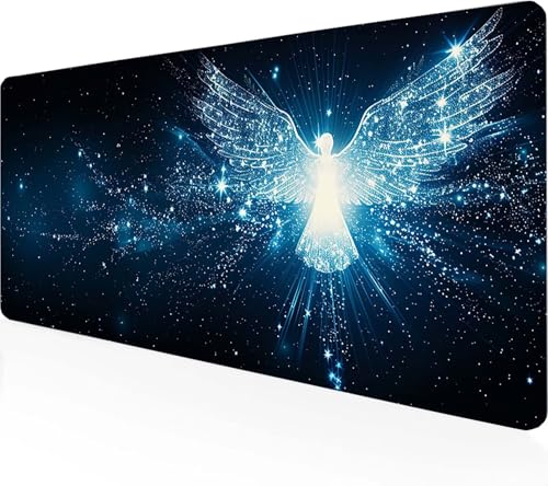 Gaming Mauspad Engel Mauspad XXL 900x300x3 mm, Gaming Zubehör Schwarz Mauspad Gaming rutschfeste Gummibasis Mouse pad Vernähte Kanten Schreibtischunterlage für Home Office, Geschenke für Männer M-7 von Zeipopge