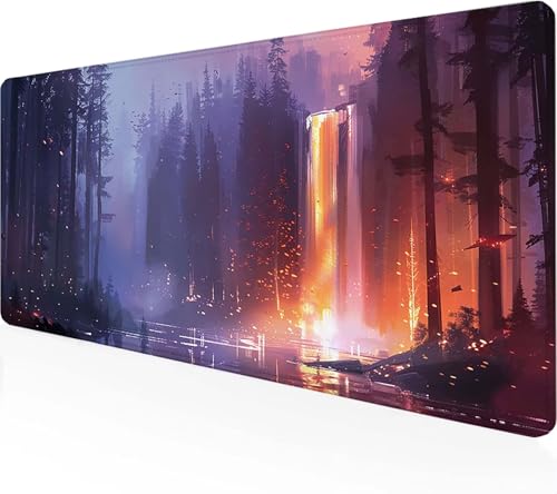 Gaming Mauspad Fallen Mauspad XXL 900x400x3 mm, Gaming Zubehör Schwarz Mauspad Gaming rutschfeste Gummibasis Mouse pad Vernähte Kanten Schreibtischunterlage für Home Office, Geschenke für Männer 3-2 von Zeipopge