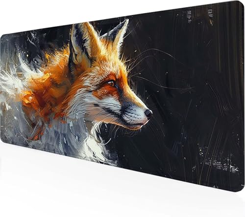 Gaming Mauspad Fuchs Mauspad XXL 900x300x3 mm, Gaming Zubehör Schwarz Mauspad Gaming rutschfeste Gummibasis Mouse pad Vernähte Kanten Schreibtischunterlage für Home Office, Geschenke für Männer 8-8 von Zeipopge