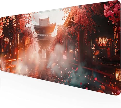 Gaming Mauspad Japan Mauspad XXL 700 x 300 x 3 mm, Gaming Zubehör Rosa Mauspad Gaming rutschfeste Gummibasis Mouse pad Vernähte Kanten Schreibtischunterlage für Home Office, Geschenke für Männer 7-7 von Zeipopge