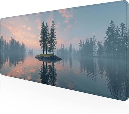 Gaming Mauspad Landschaft Mauspad XXL 1200 x 600 x 3 mm, Gaming Zubehör Weiß Mauspad Gaming rutschfeste Gummibasis Mouse pad Vernähte Kanten Schreibtischunterlage für Office, Geschenke für Männer B-E von Zeipopge