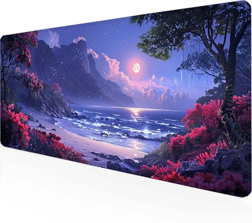 Gaming Mauspad Landschaft Mauspad XXL 900x400mm, Gaming Zubehör Schwarz Mauspad Gaming rutschfeste Gummibasis Mouse pad Vernähte Kanten Schreibtischunterlage für Home Office, Geschenke für Männer X-8 von Zeipopge