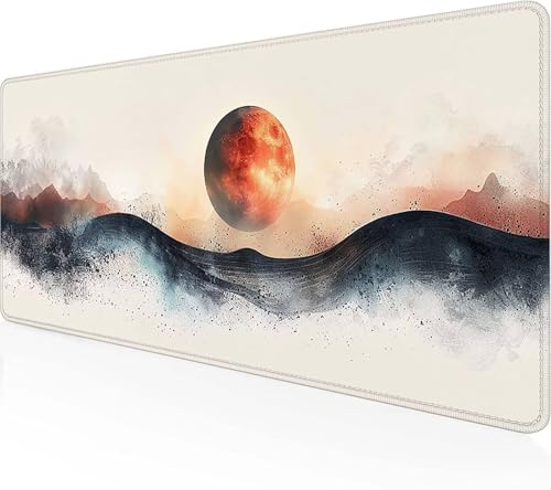 Gaming Mauspad Mond Mauspad XXL 1200x600x3 mm, Gaming Zubehör Weiß Mauspad Gaming rutschfeste Gummibasis Mouse pad Vernähte Kanten Schreibtischunterlage für Home Office, Geschenke für Männer T-N von Zeipopge