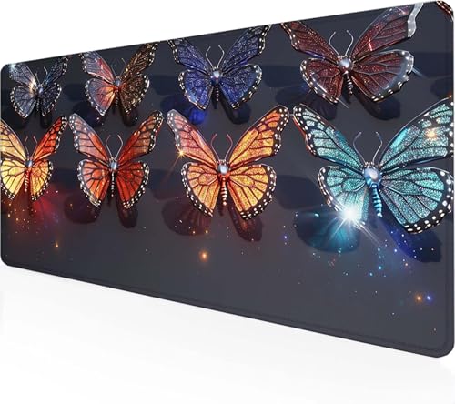 Gaming Mauspad Schmetterling Mauspad XXL 700x300mm, Gaming Zubehör Gelb Mauspad Gaming rutschfeste Gummibasis Mouse pad Vernähte Kanten Schreibtischunterlage für Home Office, Geschenke für Männer D-0 von Zeipopge