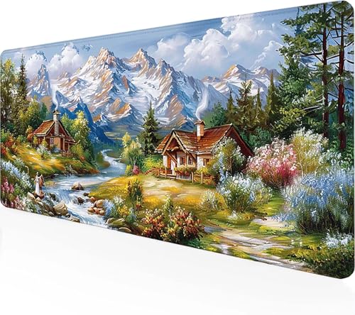 Gaming Mauspad Schneeberg Mauspad XXL 900x300x3 mm, Gaming Zubehör Weiß Mauspad Gaming rutschfeste Gummibasis Mouse pad Vernähte Kanten Schreibtischunterlage für Home Office, Geschenke für Männer 0-F von Zeipopge