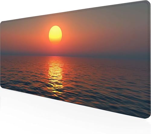 Gaming Mauspad Sonnenuntergang Mauspad XXL 700x300 mm, Gaming Zubehör Schwarz Mauspad Gaming Rutschfeste Gummibasis Mouse pad Vernähte Kanten Schreibtischunterlage für Office, Geschenke für Männer O-7 von Zeipopge