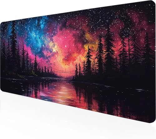 Gaming Mauspad Sternenhimmel Mauspad XXL 900 x 400 x 3 mm, Gaming Zubehör Rosa Mauspad Gaming rutschfeste Gummibasis Mouse pad Vernähte Kanten Schreibtischunterlage für Office Spiel, Geschenke R-4 von Zeipopge