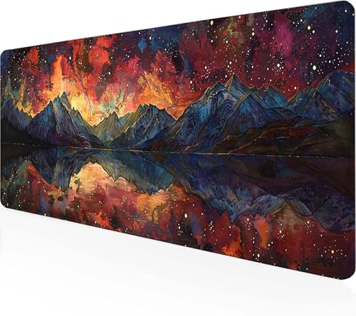 Gaming Mauspad Sternenhimmel Mauspad XXL 900x400x3 mm, Gaming Zubehör Schwarz Mauspad Gaming Rutschfeste Gummibasis Mouse pad Vernähte Kanten Schreibtischunterlage für Office, Geschenke für Männer 7-S von Zeipopge