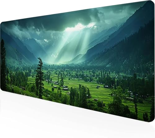 Gaming Mauspad Wiese Mauspad XXL 700x300 mm, Gaming Zubehör Grün Mauspad Gaming rutschfeste Gummibasis Mouse pad Vernähte Kanten Schreibtischunterlage für Home Office, Geschenke für Männer 0-5 von Zeipopge