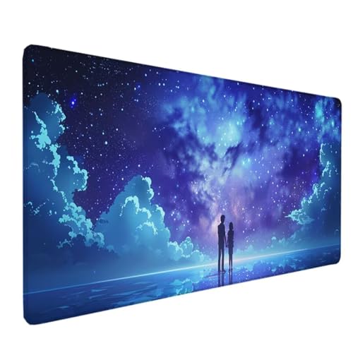 Gaming Mauspad XXL 1000x500 MM, Mauspad Groß Lila Desk Mat Sternenhimmel Mouse Pad Vernähte Kanten Wasserdicht Anti-Rutsch Tischunterlage Verbessert Präzision und Geschwindigkeit-Für PC, Laptop B-R von Zeipopge