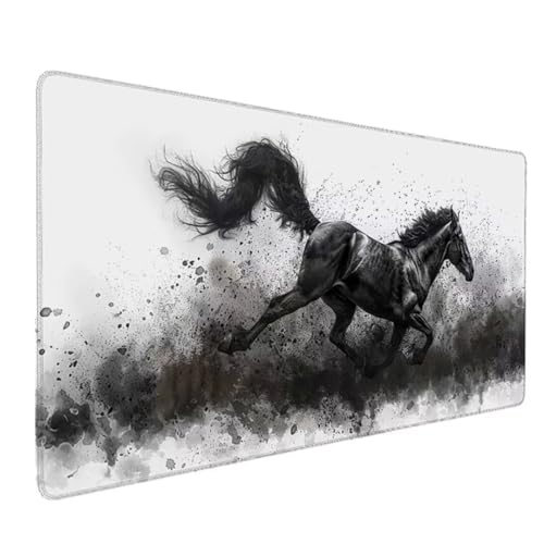 Gaming Mauspad XXL 1000x500x3MM, Mauspad Groß Schwarz Und Weiß Desk Mat Pferd Mouse Pad Vernähte Kanten Wasserdicht Anti-Rutsch Tischunterlage Verbessert Präzision und Geschwindigkeit-Für PC F-9 von Zeipopge