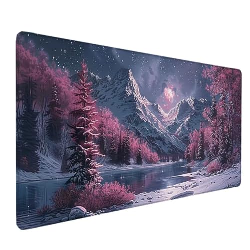 Gaming Mauspad XXL 1500x800 MM, Mauspad Groß Rosa Desk Mat Landschaft Mouse Pad Vernähte Kanten Wasserdicht Anti-Rutsch Tischunterlage Verbessert Präzision und Geschwindigkeit-Für PC, Laptop Y-V von Zeipopge