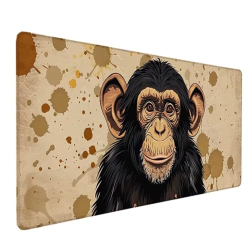 Gaming Mauspad XXL 800x400x3MM, Mauspad Groß Schwarz Desk Mat Schimpansen Mouse Pad Vernähte Kanten Wasserdicht Anti-Rutsch Tischunterlage Verbessert Präzision und Geschwindigkeit-Für PC, Laptop X-7 von Zeipopge