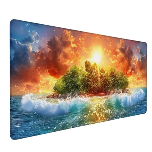 Gelb Mousepad XXL 1200x600 MM Schreibtischunterlage, Gaming Mauspad Ozean Mouse Pad Wasserdicht und Langlebig Mousepad Groß mit Vernähte Kanten für PC, Laptop, Gaming, Büro, Zuhause Deko Geschenk 9-V von Zeipopge