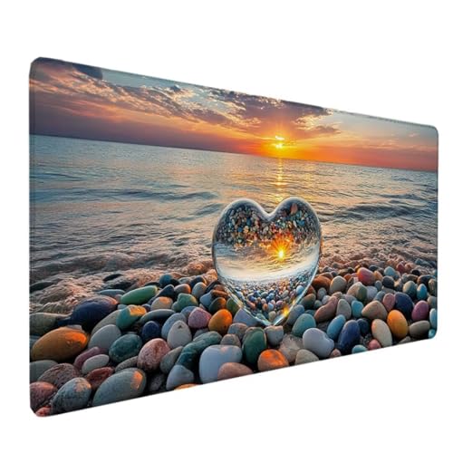 Gelb Mousepad XXL 90 x 40 cm Schreibtischunterlage, Gaming Mauspad Sonnenuntergang Mouse Pad Wasserdicht und Langlebig Mousepad Groß mit Vernähte Kanten für PC, Laptop, Gaming, Büro, Zuhause Deko I-9 von Zeipopge