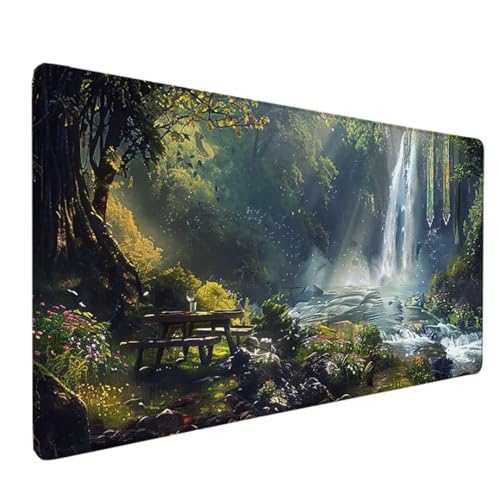 GrüN Mousepad XXL 90 x 40 cm Schreibtischunterlage, Gaming Mauspad Landschaft Mouse Pad Wasserdicht und Langlebig Mousepad Groß mit Vernähte Kanten für PC, Laptop, Gaming, Büro, Zuhause Deko 9-E von Zeipopge