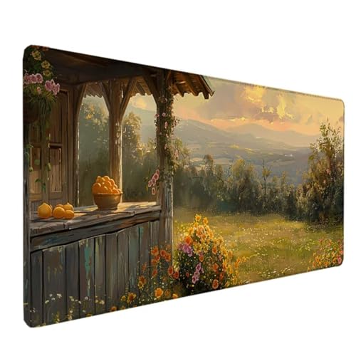 GrüN Mousepad XXL 90 x 40 cm Schreibtischunterlage, Gaming Mauspad Landschaft Mouse Pad Wasserdicht und Langlebig Mousepad Groß mit Vernähte Kanten für PC, Laptop, Gaming, Büro, Zuhause Deko Q-T von Zeipopge