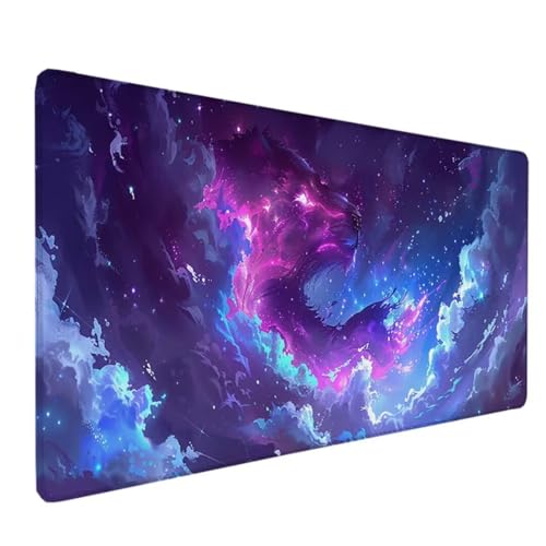 Lila Mousepad XXL 90 x 30 cm Schreibtischunterlage, Gaming Mauspad Wolf Mouse Pad Wasserdicht und Langlebig Mousepad Groß mit Vernähte Kanten für PC, Laptop, Gaming, Büro, Zuhause Deko Geschenk 7-4 von Zeipopge