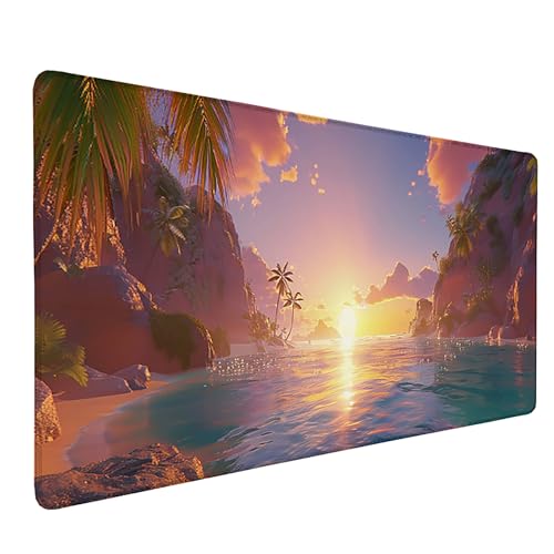 Mauspad Blau Gaming Mauspad 800x400 Mauspad xxl Optimiert für Gaming-Sensoren Insel Schreibtischunterlage Vernähten Kanten Wasserdicht und Rutschfest Verbessert Präzision und für PC, Laptop 4-B von Zeipopge