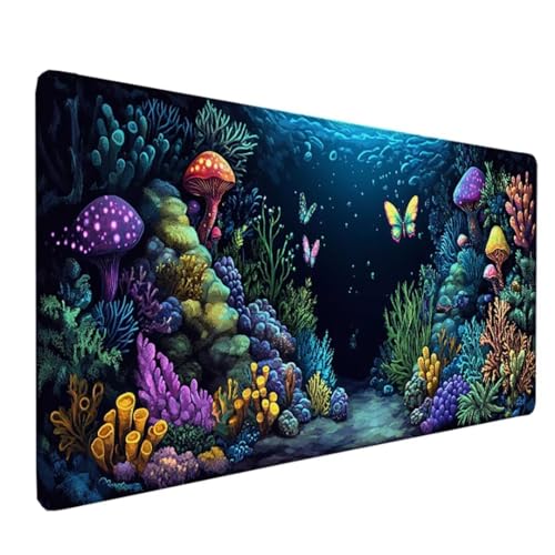 Schwarz Mousepad XXL 700x300 MM Schreibtischunterlage, Gaming Mauspad Schmetterling Mouse Pad Wasserdicht und Langlebig Mousepad Groß mit Vernähte Kanten für PC, Laptop, Gaming, Büro, Zuhause Deko D-Z von Zeipopge