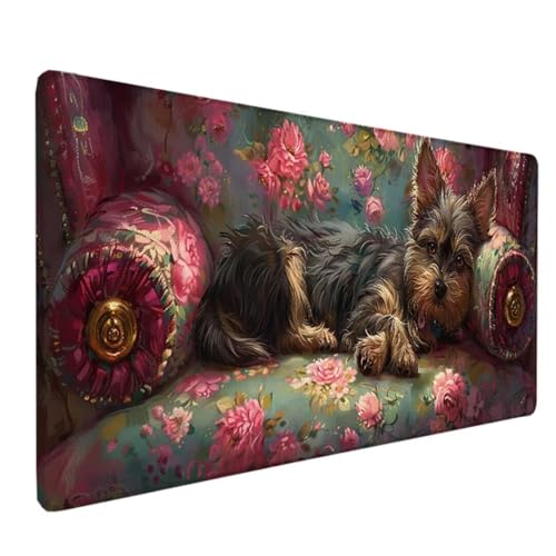 Schwarz Mousepad XXL 90 x 40 cm Schreibtischunterlage, Gaming Mauspad Hund Mouse Pad Wasserdicht und Langlebig Mousepad Groß mit Vernähte Kanten für PC, Laptop, Gaming, Büro, Zuhause Deko Geschenk Y-0 von Zeipopge