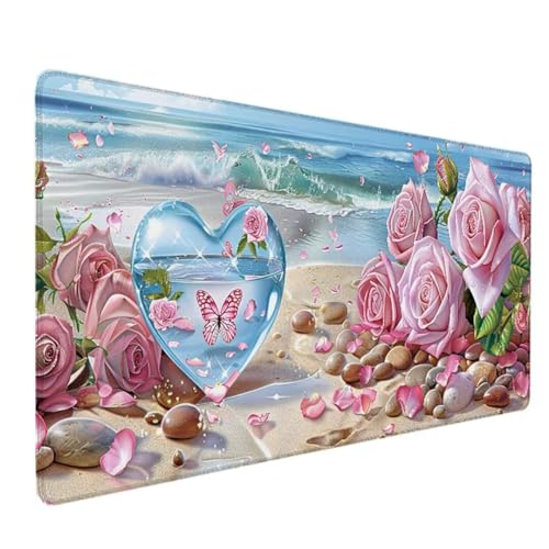 Zeipopge Gaming Mauspad XXL 100 x 50 cm, Mauspad Groß Rosa Desk Mat Blume Mouse Pad Vernähte Kanten Wasserdicht Anti-Rutsch Tischunterlage Verbessert Präzision und Geschwindigkeit-Für PC, Laptop P-K von Zeipopge