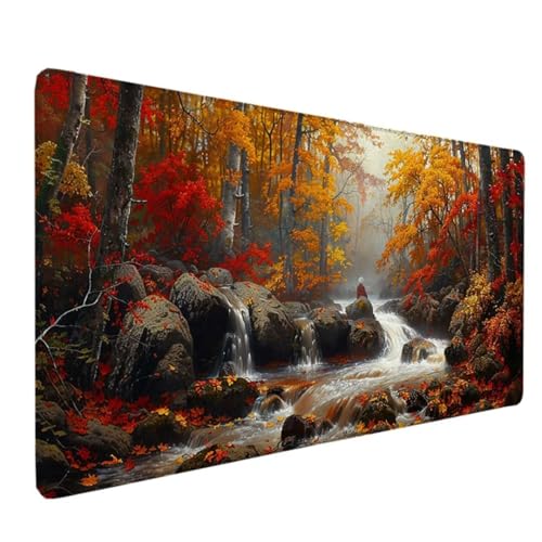 Zeipopge Gaming Mauspad XXL 1000x500 MM, Mauspad Groß Gelb Desk Mat Herbst Mouse Pad Vernähte Kanten Wasserdicht Anti-Rutsch Tischunterlage Verbessert Präzision und Geschwindigkeit-Für PC, Laptop 0-P von Zeipopge