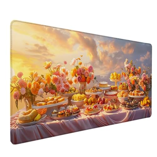 Zeipopge Gaming Mauspad XXL 1000x500 MM, Mauspad Groß Rosa Desk Mat Blume Mouse Pad Vernähte Kanten Wasserdicht Anti-Rutsch Tischunterlage Verbessert Präzision und Geschwindigkeit-Für PC, Laptop 7-P von Zeipopge