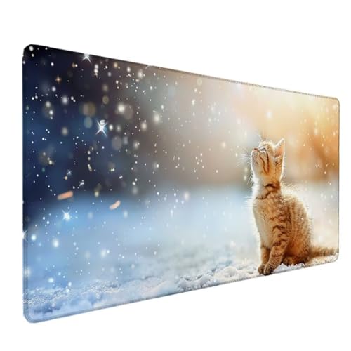 Zeipopge Gaming Mauspad XXL 1000x500 MM, Mauspad Groß Weiß Desk Mat Katze Mouse Pad Vernähte Kanten Wasserdicht Anti-Rutsch Tischunterlage Verbessert Präzision und Geschwindigkeit-Für PC, Laptop G-3 von Zeipopge