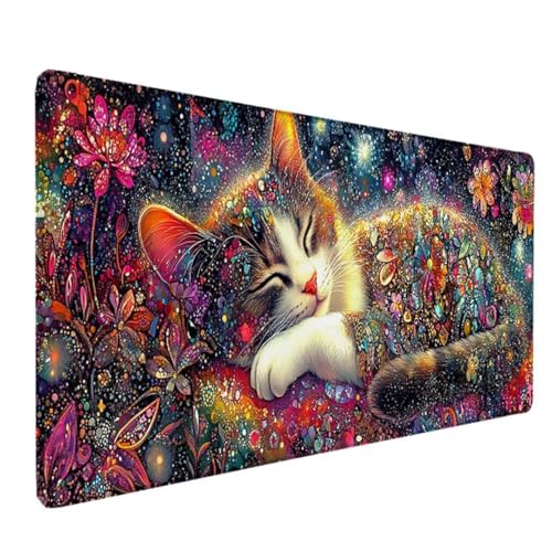 Zeipopge Gaming Mauspad XXL 150 x 80 cm, Mauspad Groß Farbe Desk Mat Katze Mouse Pad Vernähte Kanten Wasserdicht Anti-Rutsch Tischunterlage Verbessert Präzision und Geschwindigkeit-Für PC, Laptop S-4 von Zeipopge