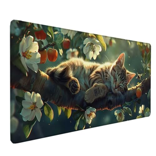 Zeipopge Gaming Mauspad XXL 80 x 40 cm, Mauspad Groß GrüN Desk Mat Katze Mouse Pad Vernähte Kanten Wasserdicht Anti-Rutsch Tischunterlage Verbessert Präzision und Geschwindigkeit-Für PC, Laptop E-7 von Zeipopge