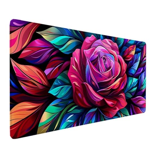 Zeipopge Gaming Mauspad XXL 800x400 MM, Mauspad Groß Farbe Desk Mat Rose Mouse Pad Vernähte Kanten Wasserdicht Anti-Rutsch Tischunterlage Verbessert Präzision und Geschwindigkeit-Für PC, Laptop 4-I von Zeipopge