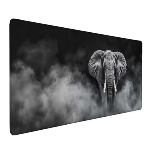 Zeipopge Gaming Mauspad XXL 800x400 MM, Mauspad Groß Grau Desk Mat Elefant Mouse Pad Vernähte Kanten Wasserdicht Anti-Rutsch Tischunterlage Verbessert Präzision und Geschwindigkeit-Für PC, Laptop 7-R von Zeipopge