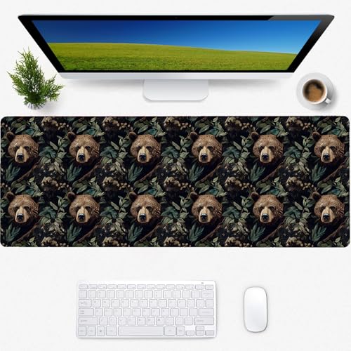 Bear Mauspad, quadratisch, für Schreibtisch, kabellose Maus, Bürodekoration, Schreibtischzubehör für Computer, Laptop, Büro, Arbeit, Gaming, 80 x 29 cm von Zeleda