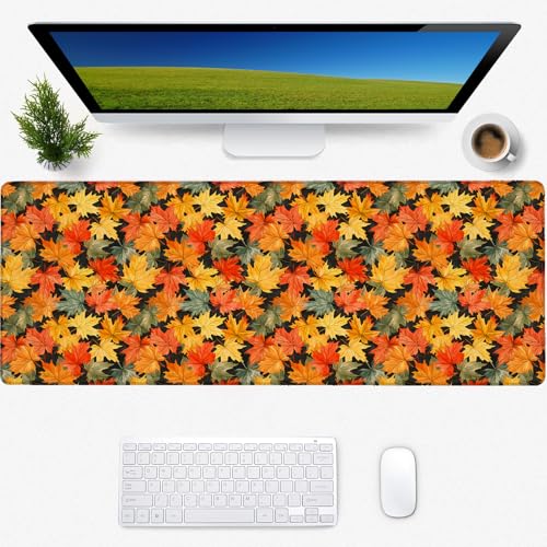 Maple Leaf Mauspad, quadratisch, für Schreibtisch, kabellose Maus, Bürodekoration, Schreibtischzubehör für Computer, Laptop, Büro, Arbeit, Gaming, 80 x 29 cm von Zeleda