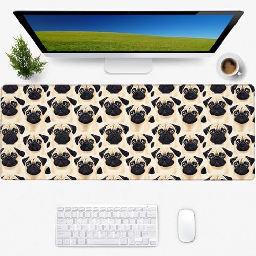 Mops-Mauspad, quadratisch, für Schreibtisch, kabellose Maus, Bürodekoration, Schreibtischzubehör für Computer, Laptop, Büro, Arbeit, Gaming, 80 x 29 cm von Zeleda