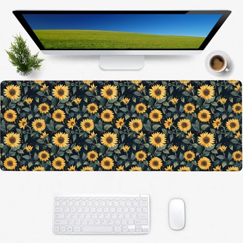 Sonnenblumen-Mauspad, quadratisches Mauspad, rutschfeste Gummiunterseite, wasserdicht, für kabellose Maus, Computer, Laptop, Büro, Zuhause, 80 x 29 cm von Zeleda