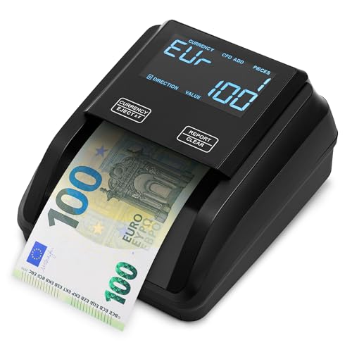 ZENACASA Geldscheinprüfer und Geldzählmaschine 2in1 mit Touchscreen- Einzeln einlegen - Banknotenprüfer Falschgelderkennung mit UV/MG/IR für falsche Euro, Pfund, Dollarscheine - Mobiler Scanner von Zenacasa