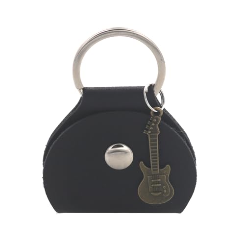 Tragbarer Gitarren Pick Schlüsselanhänger PU Leder Gitarren Pick Etui Mit Anhänger Gitarren Plektren Aufbewahrungstasche Einfach Zu Bedienen von Zenlir