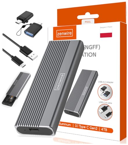 Zenwire 2818S SSD-Gehäuse 2in1 SSD-Adapter Festplattengehäuse Externes SSD Gehäuse mit USB-Adapter USB-C und USB 3.0 6 GB/s Unterstützung Für Bis Zu 4 Tb M.2 Ssd Sata M-Key, B-Key, B+M Key von Zenwire