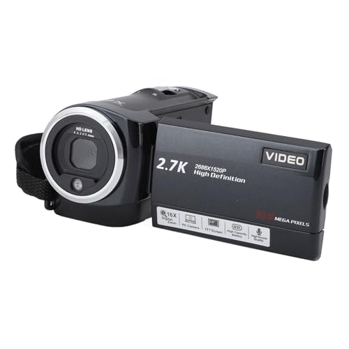 Zerodis 2,7K-Camcorder, Vlogging-Kamera mit 2,8-Zoll-Bildschirm, HD 50 MP, 16-facher Digitalzoom für Reisen von Zerodis