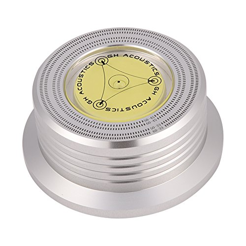Schallplattengewicht 50/60 Hz Wasserwaage Geschwindigkeitserkennung Plattenspieler Scheibe Stabilisieren für LP-Plattenspieler (Silber) von Zerone