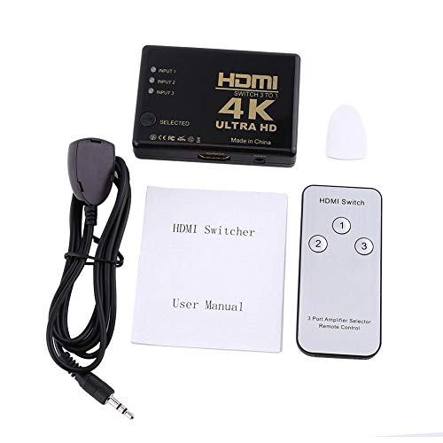 Zerone Intelligente 3 Eingang 1 Ausgang HDMI Wahlschalter Box Ultra HD 3 Port HDMI Switcher Splitter mit IR-Fernbedienung, Unterstützung 3D 4K * 2K Full HD1080p-Schwarz von Zerone