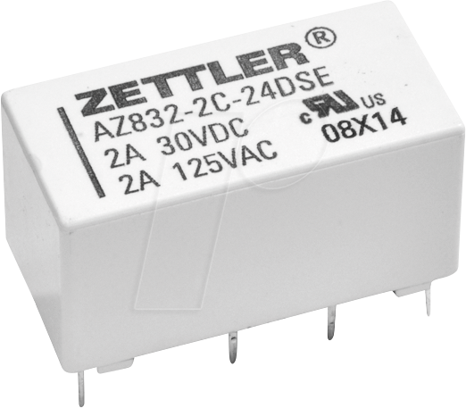 AZ832-2C-5DE - Signal-Relais, 5 V DC, 3 A, 2 CO von Zettler