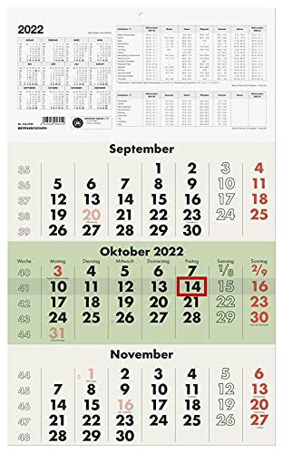 Dreimonatskalender Recycling 2022 - 29,7x48,5 cm - mit Kopftafel und Datumsschieber - Blauer Engel - Mehrmonatsplaner - 956-0700: mit Kopftafel - Datumsschieber - blauer Engel von Zettler