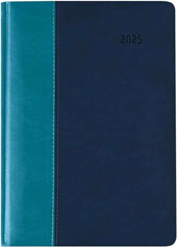 Zettler - Buchkalender Premium 2025 türkis-blau, 15x21cm, Taschenkalender im Tucson-Kombi Einband mit 416 Seiten, 1 Tag auf 1 Seite, Adressteil, Monatsübersicht und internationales Kalendarium von Zettler