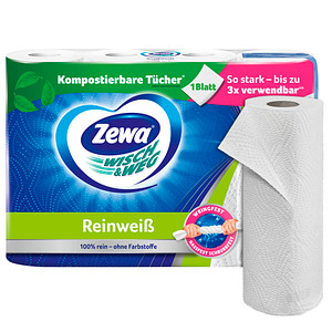 Zewa Küchenrollen WISCH&WEG Reinweiss 2-lagig, 4 Rollen von Zewa